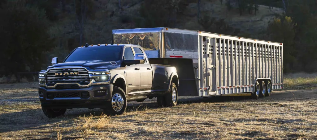 Ram 3500 Heavy Duty towing a large trailer